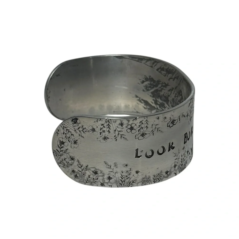 Handmade Mr. Rogers quote adjustable silver hypoallergenic wide‎ cuff bracelet